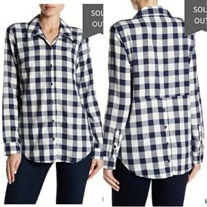 ⭐3/$30 Splendid Metallic Gold Stitch Plaid Shirt S